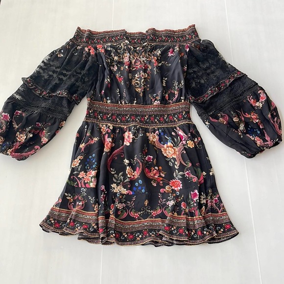 NEW Camilla SIZE L (100% Silk) A Girl Like You Off The Shoulder Mini Dress - Picture 3 of 10